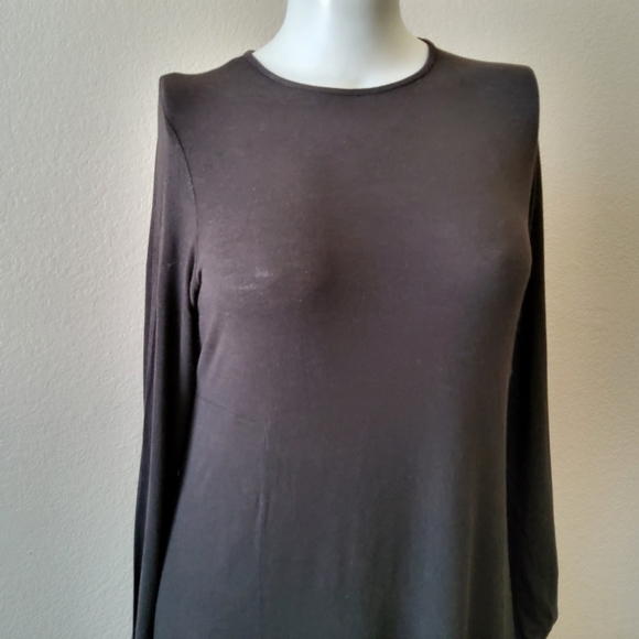 Eileen Fisher Long Sleeve Jersey Knit Shift Dress Size L Brown - Picture 8 of 11